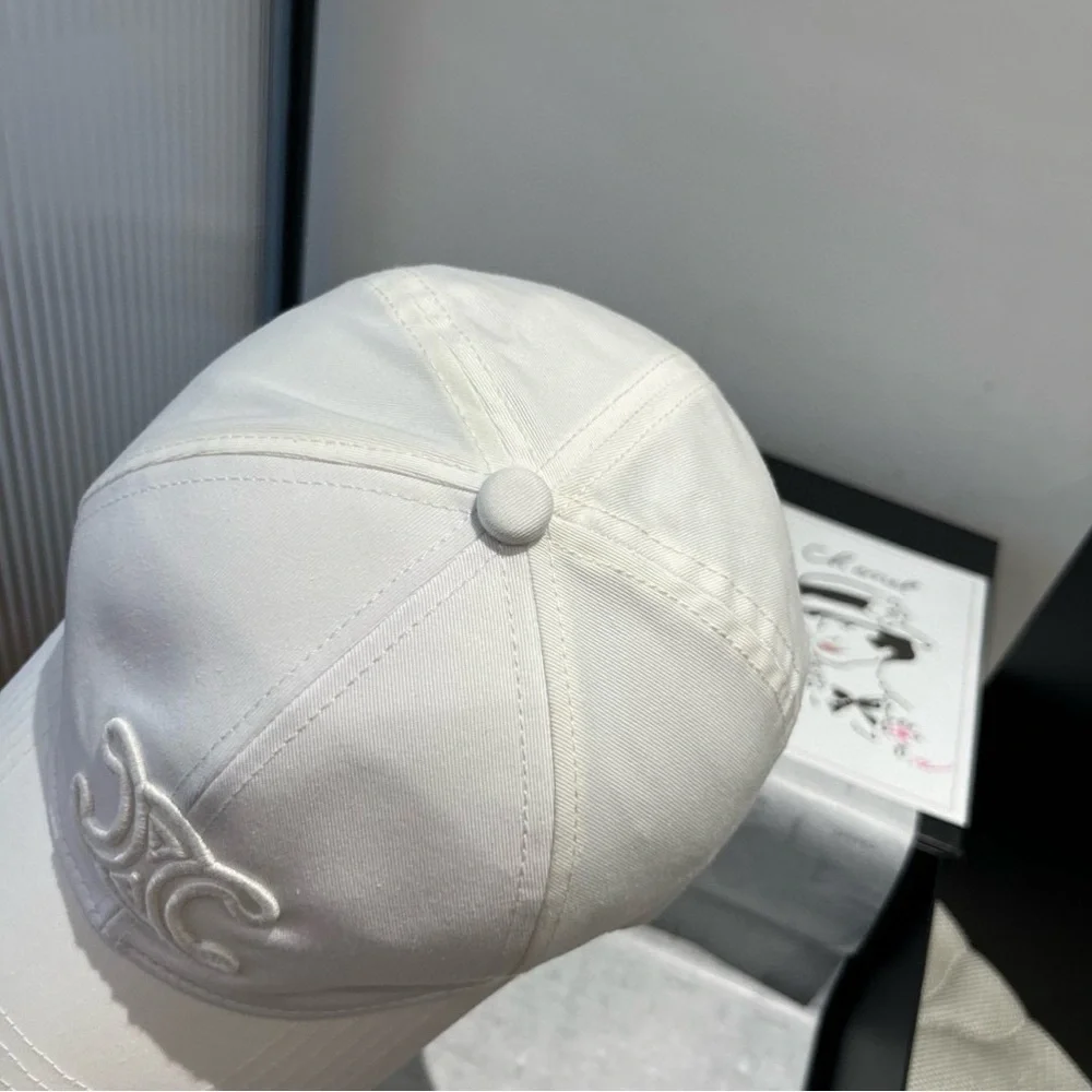 Celine Style White Triomphe Baseball Cap Adjustable Fit - Picture 3 of 7